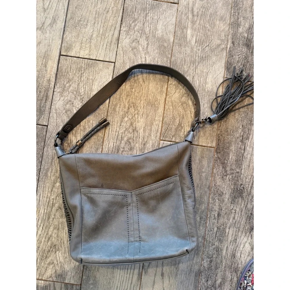 The Sak Collective Hobo crossbody Lucia Leather Tassel Braided purse Handbag